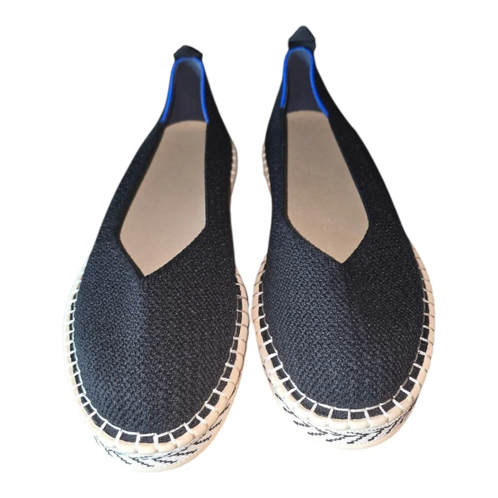 Rothy's Black Knit Espadrille Slip On Loafers Comfort Casual Shoes Size 12 new‎
